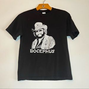 Vintage BOCEPHUS Black Hank Williams Jr 1985 Whiskey Bent And Hell Bound Shirt M